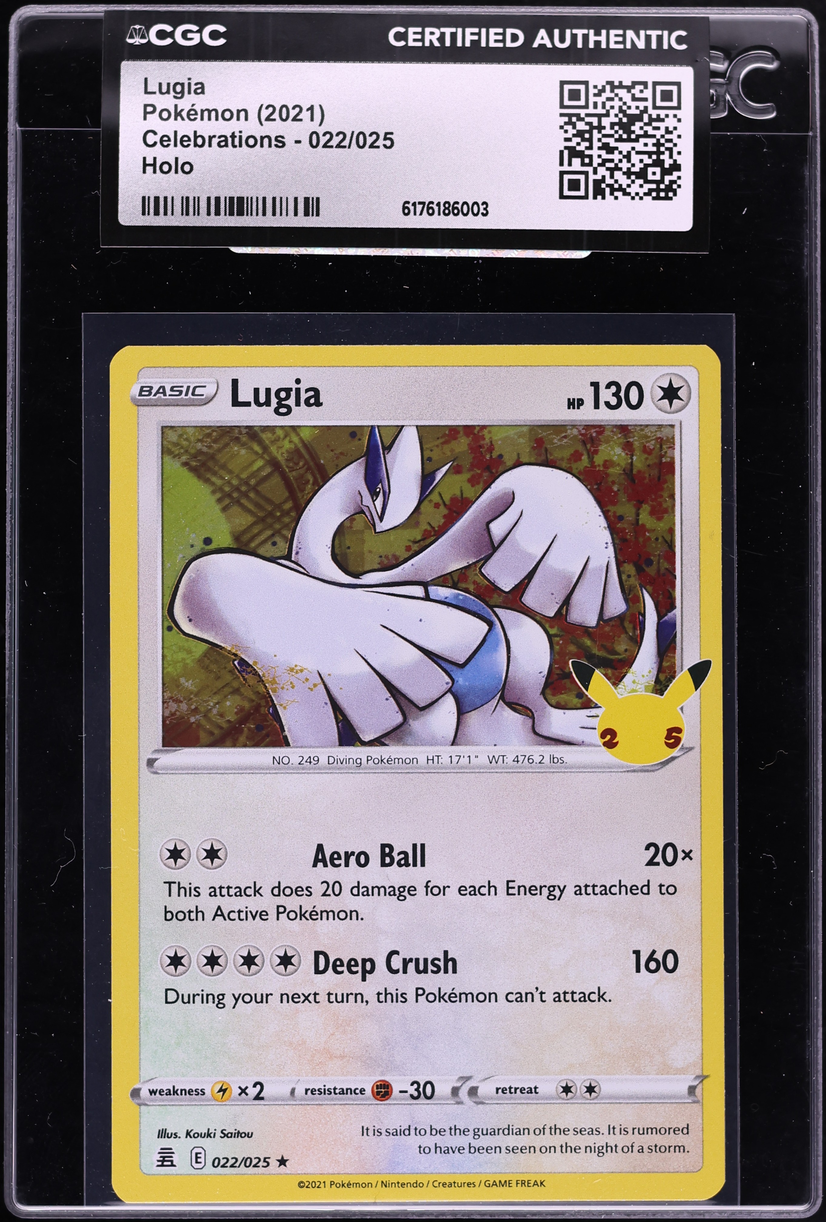 2021 Pokemon Sword & Shield Celebrations Holo Lugia #22 CGC AUTH