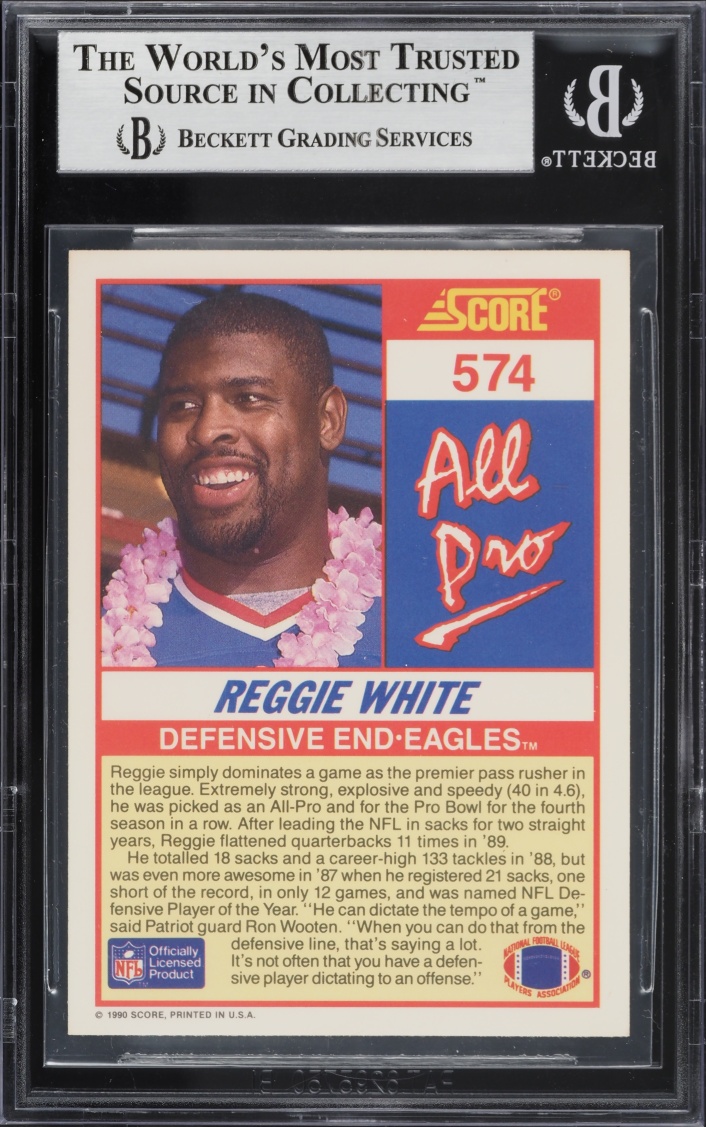 1990 Score Football Reggie White #574 BGS 8.5 NM-MT+