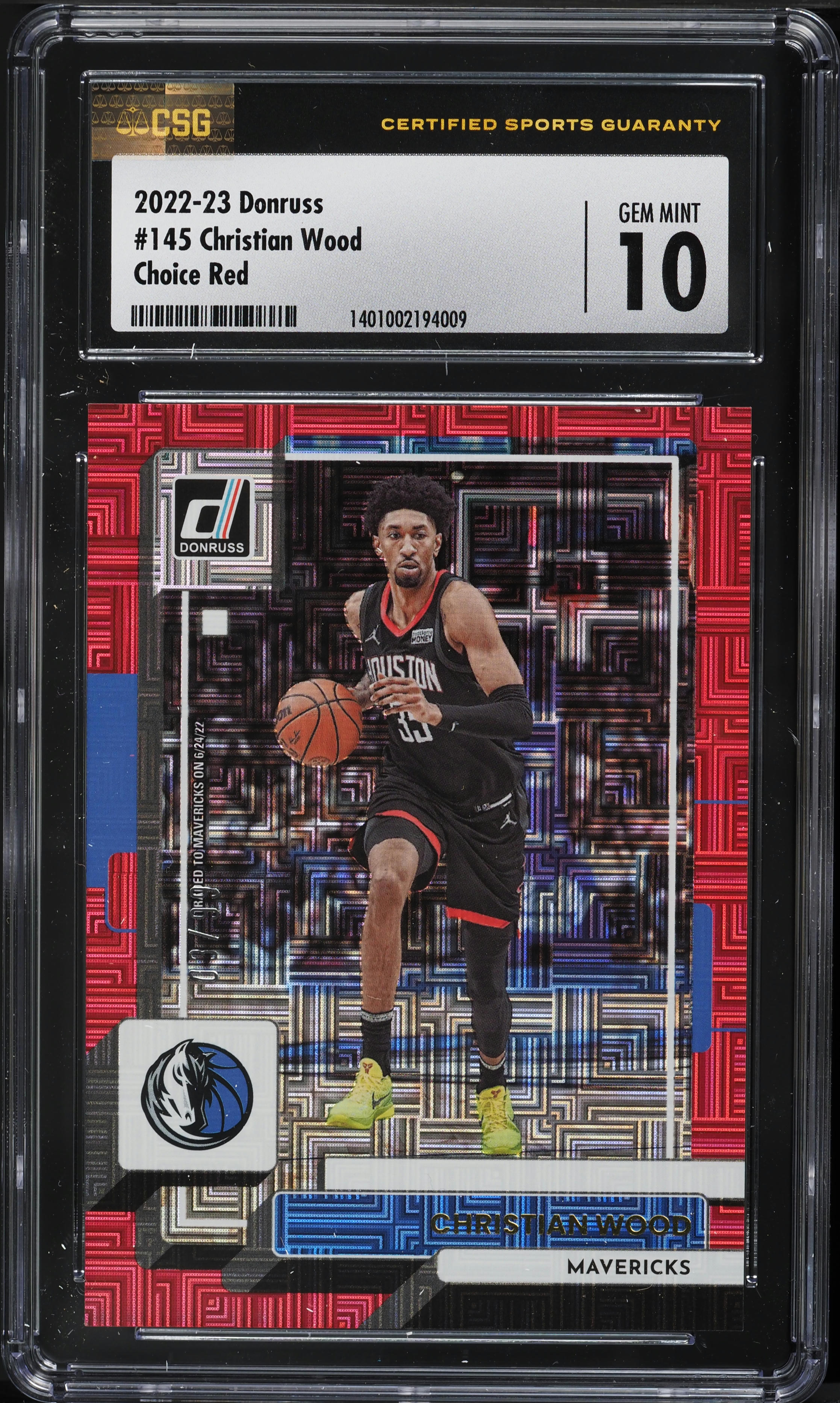 2022 Donruss Choice Red Christian Wood /99 #145 CSG 10 GEM MINT - Main Image
