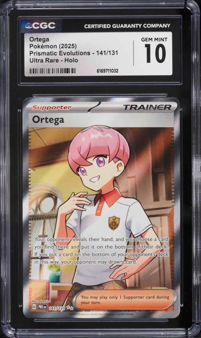 2025 Pokemon Scarlet & Violet Prismatic Evolutions Full Art Ortega #141 CGC 10 GEM MINT