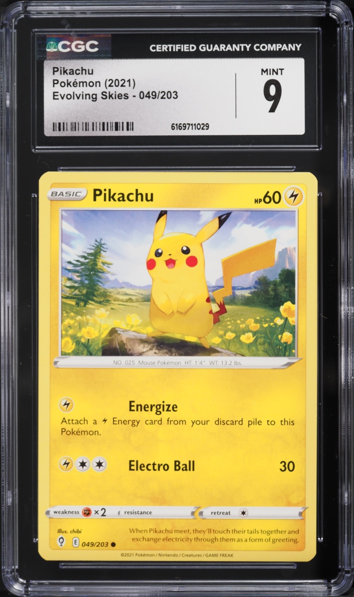 2021 Pokemon Sword & Shield Evolving Skies Pikachu #49 CGC 9 MINT