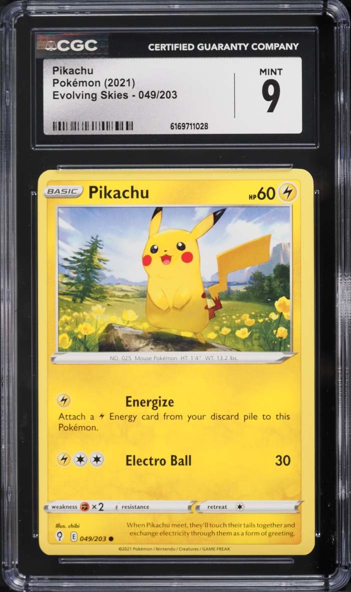 2021 Pokemon Sword & Shield Evolving Skies Pikachu #49 CGC 9 MINT