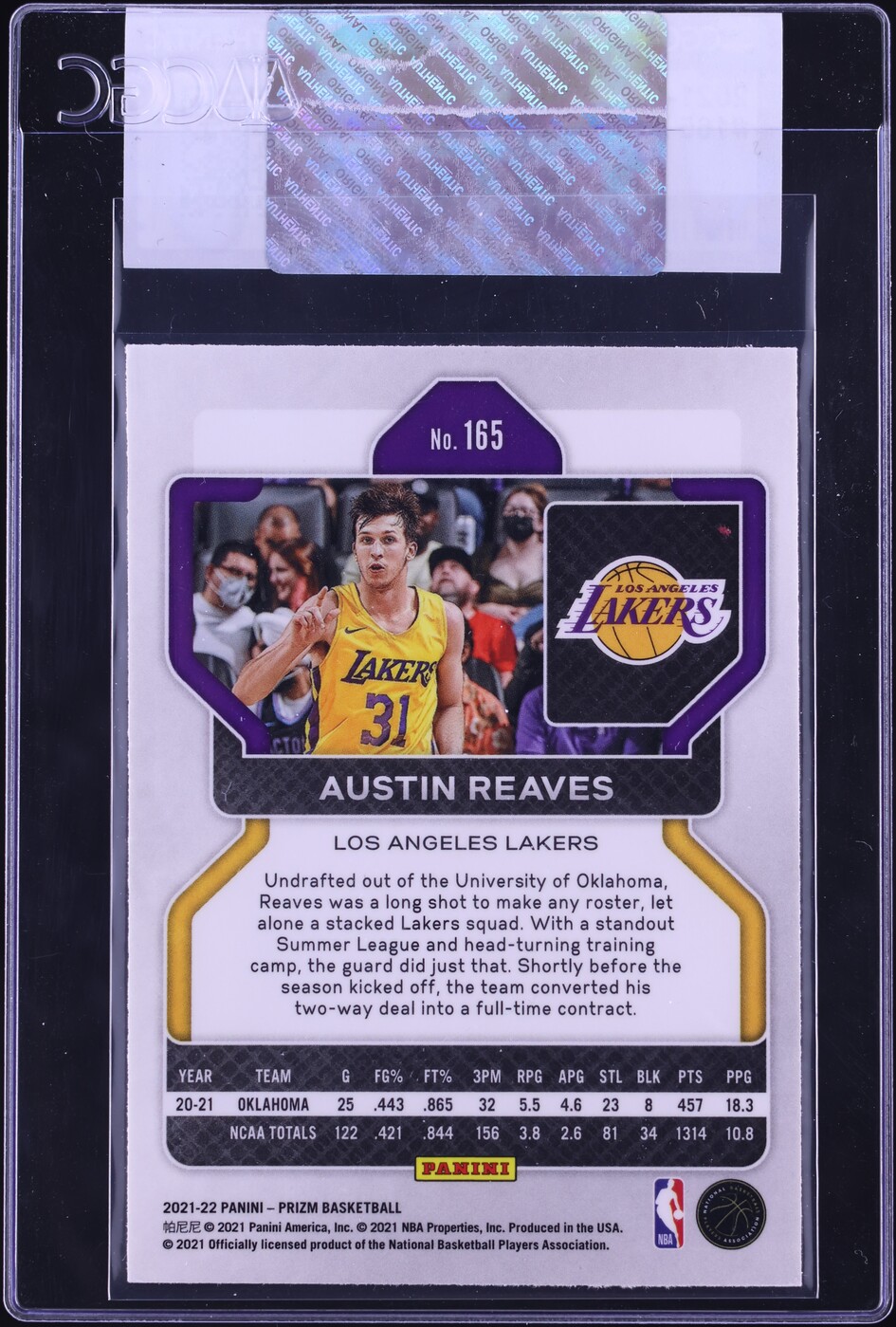 2021 Panini Prizm Austin Reaves ROOKIE #165 CGC AUTH
