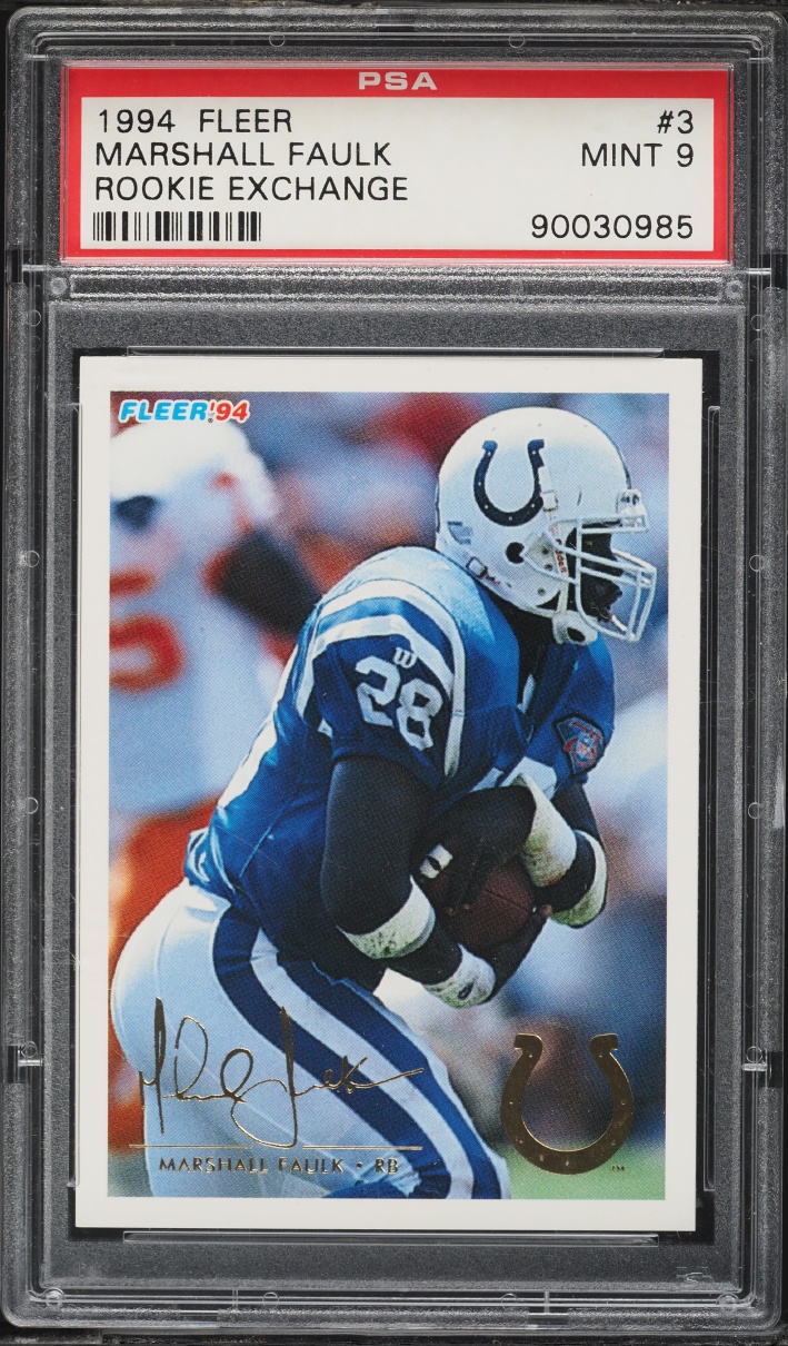 1994 Fleer Exchange Marshall Faulk ROOKIE #3 PSA 9 MINT