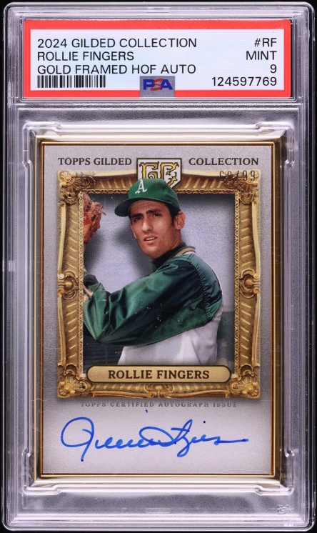 2024 Topps Gilded Collection Gold Framed Hall Of Famers Rollie Fingers AUTO /99 #HAFA-RF PSA 9