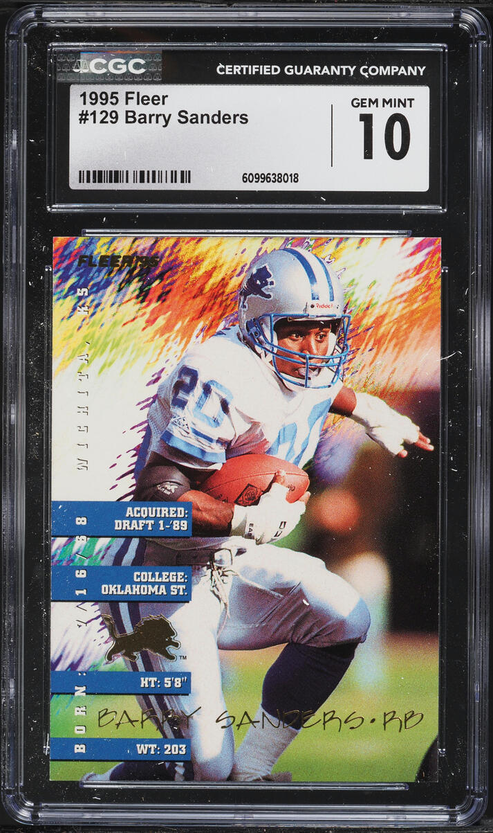 1995 Fleer Football Barry Sanders #129 CGC 10 GEM MINT