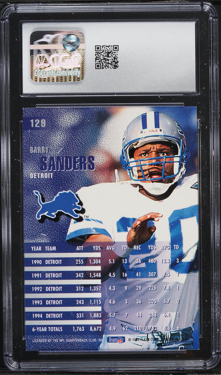 1995 Fleer Football Barry Sanders #129 CGC 10 GEM MINT