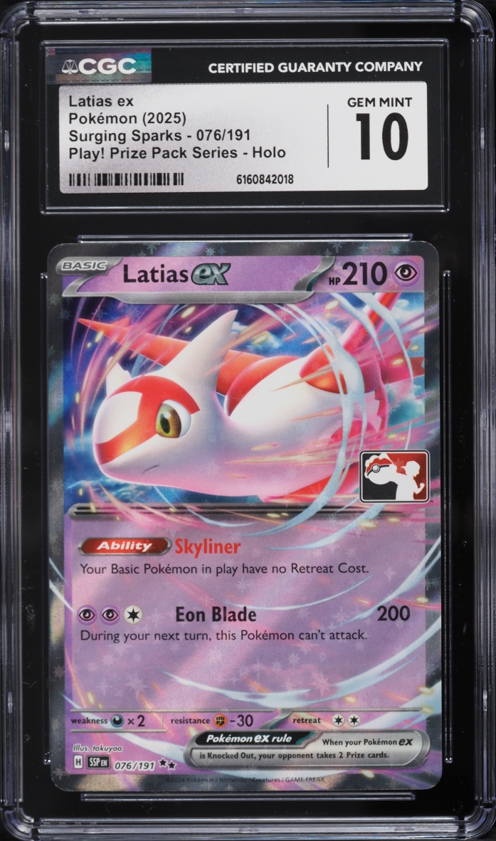 2025 Pokemon Scarlet & Violet Surging Sparks Play! Prize Pack Holo Latias ex #76 CGC 10 GEM