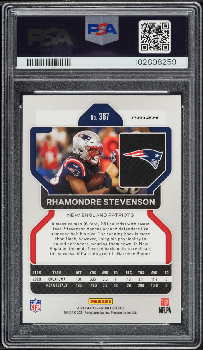 2021 Panini Prizm Silver Rhamondre Stevenson ROOKIE #367 PSA 10 GEM MINT