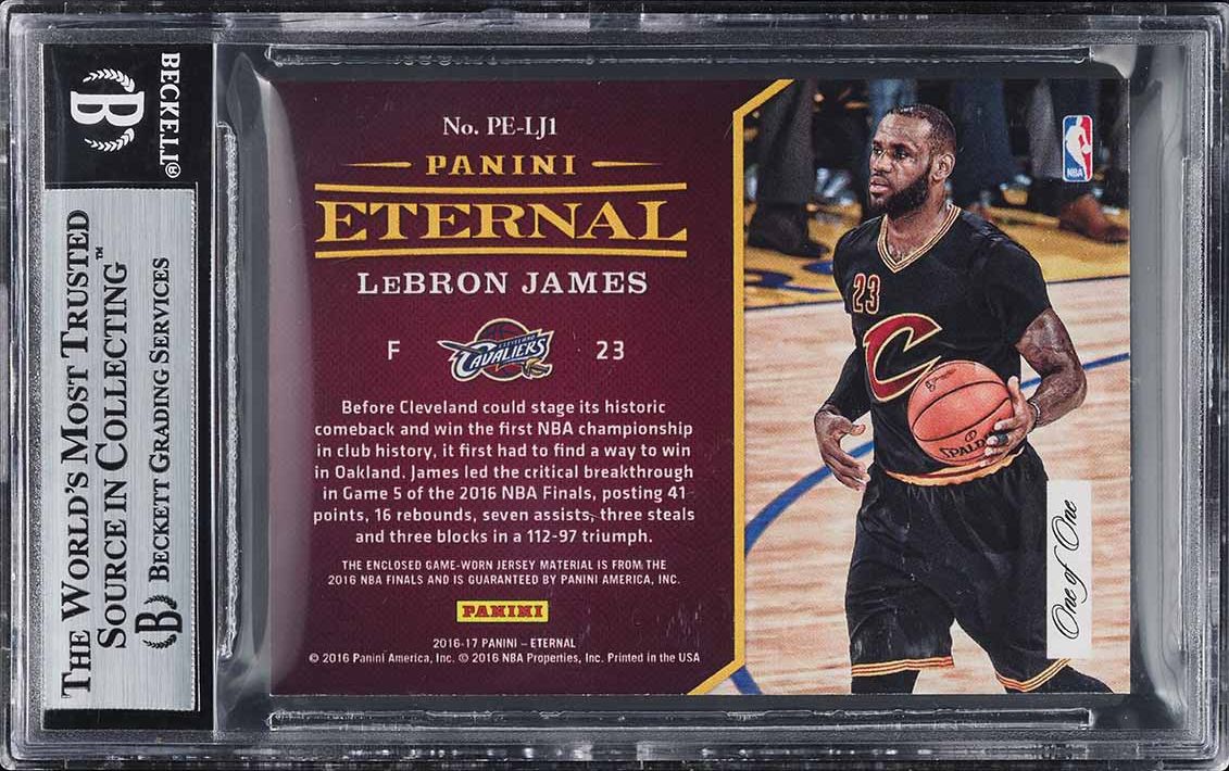 2016 Panini Eternal NBA Finals Black LeBron James NBA LOGOMAN PATCH 1/1 BGS 9
