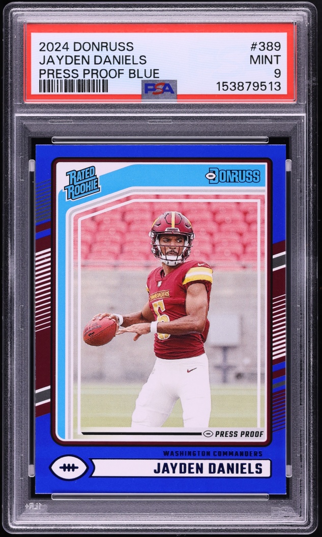 2024 Donruss Press Proof Blue Jayden Daniels ROOKIE #389 PSA 9 MINT