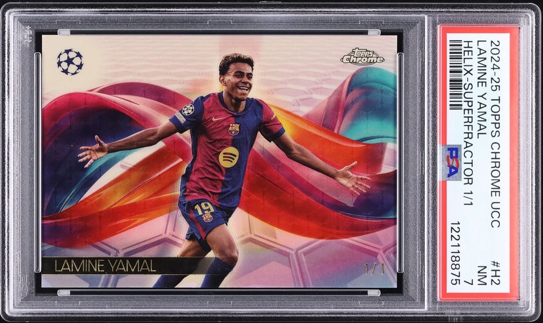 2024 Topps Chrome UEFA Helix Superfractor Lamine Yamal 1/1 #H2 PSA 7 NRMT