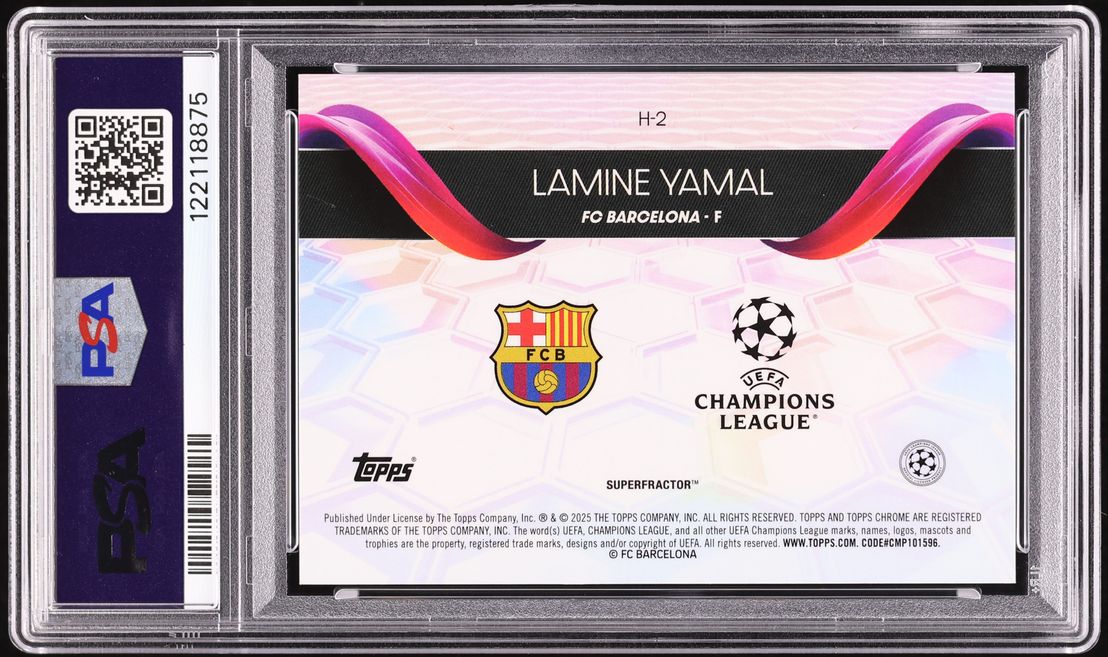 2024 Topps Chrome UEFA Helix Superfractor Lamine Yamal 1/1 #H2 PSA 7 NRMT