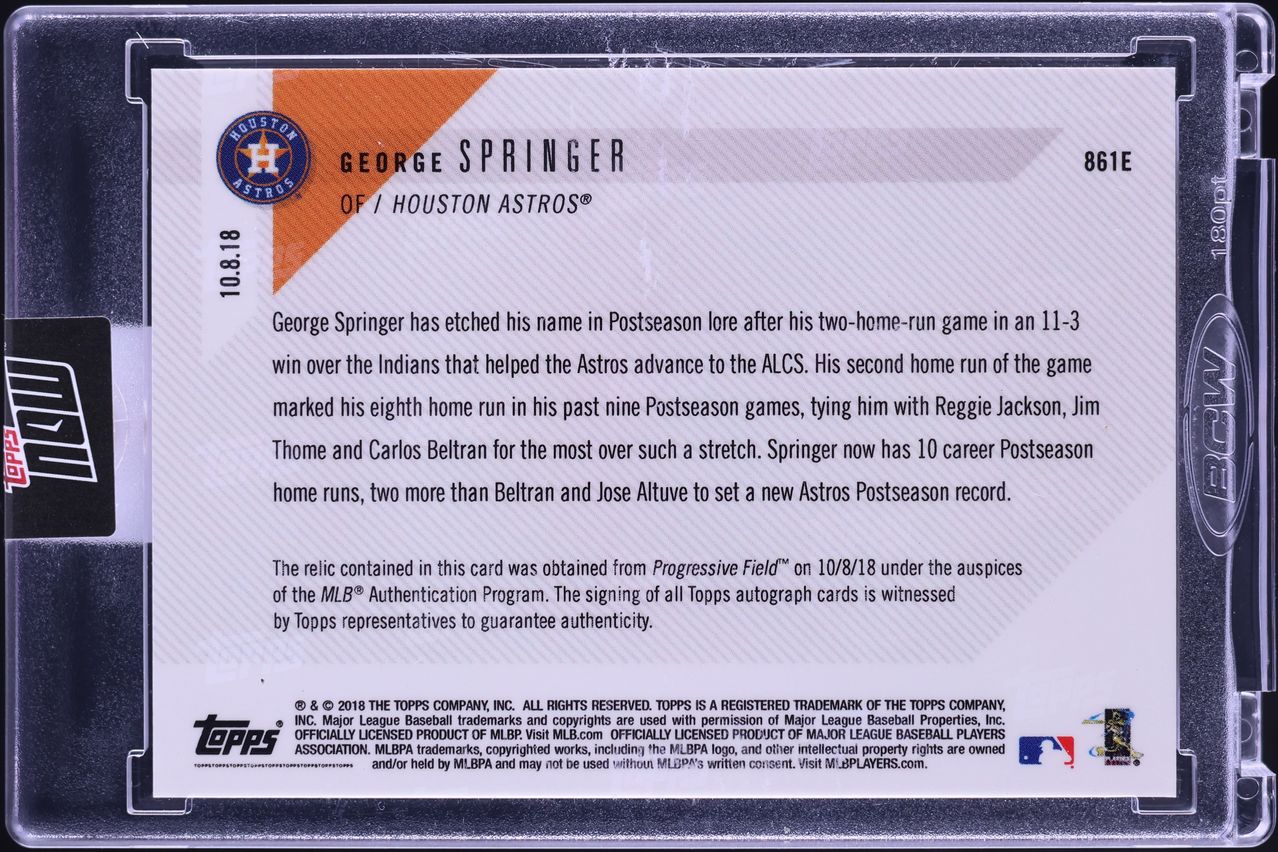 2018 Topps Now Orange George Springer BASE PATCH AUTO /5 #861E