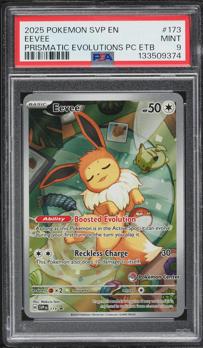 2025 Pokemon SV 151 Promo Prismatic Evolutions Center ETB Full Art Eevee #173 PSA 9 MINT