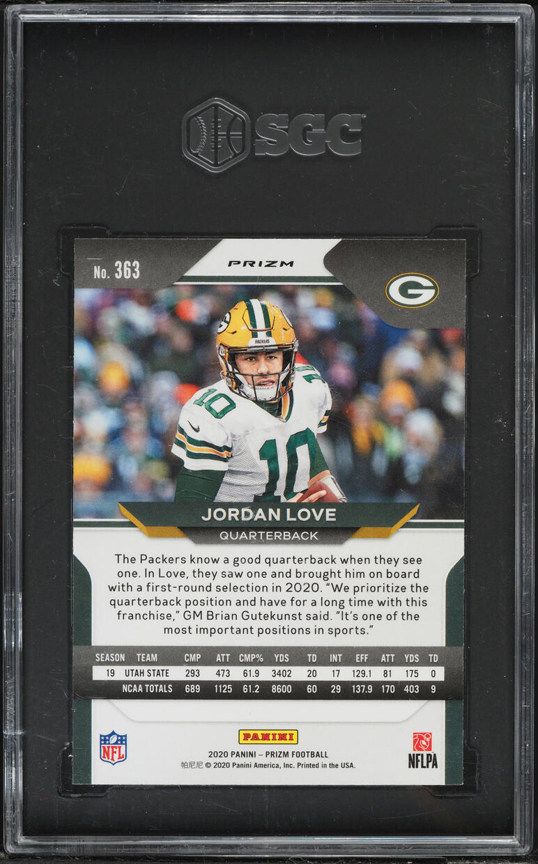2020 Panini Prizm Red Ice Jordan Love ROOKIE #363 SGC 10 GEM MINT