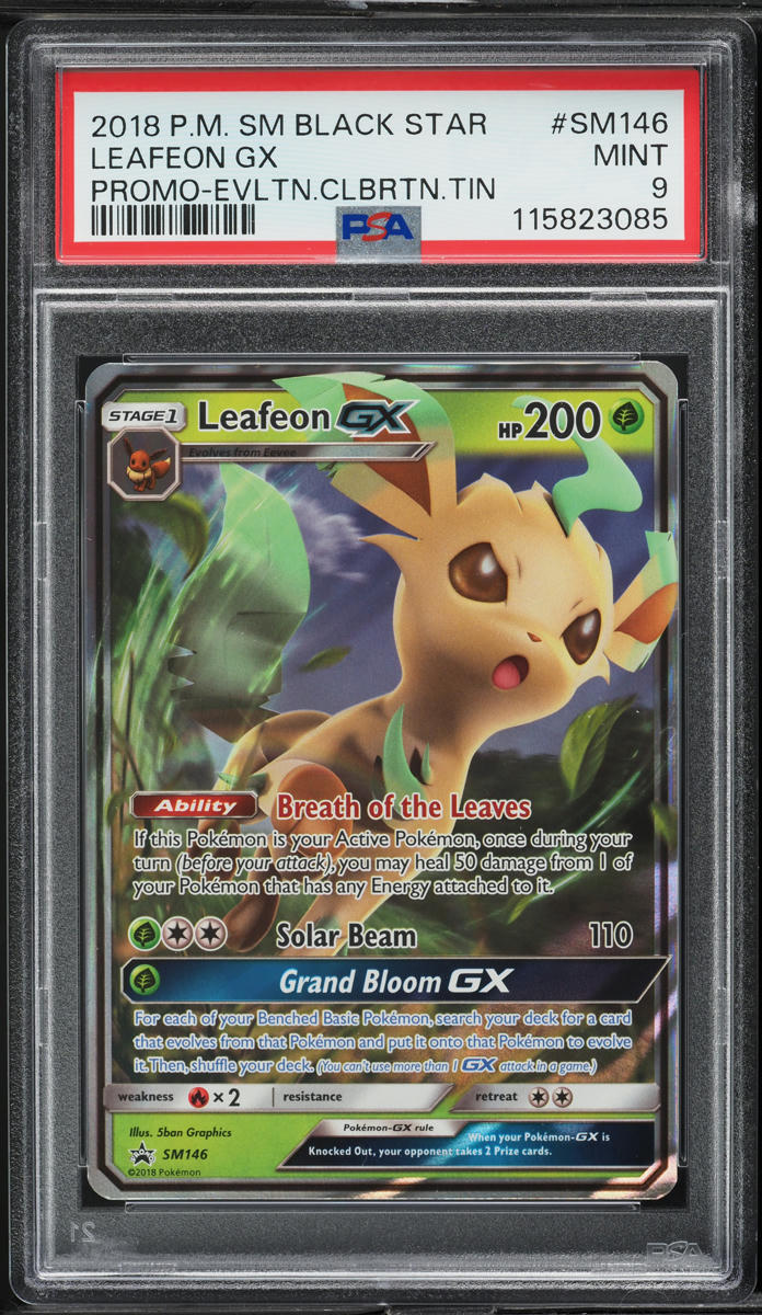 2018 Pokemon SM Black Star Promo Evolution Celebration Leafeon GX #SM146 PSA 9