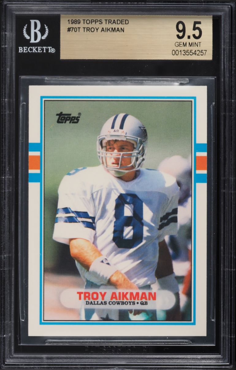 1989 Topps Traded Troy Aikman ROOKIE #70T CSG 9 MINT on Fanatics