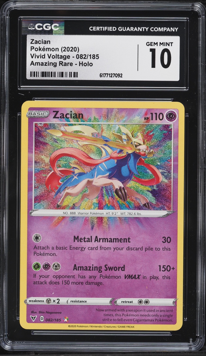 2020 Pokemon Sword & Shield Vivid Voltage Amazing Rare Zacian #82 CGC 10 GEM MINT