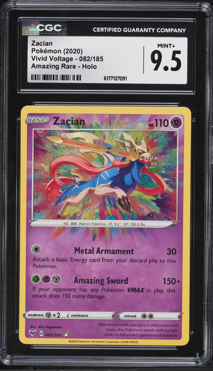 2020 Pokemon Sword & Shield Vivid Voltage Amazing Rare Zacian #82 CGC 9.5 MINT+