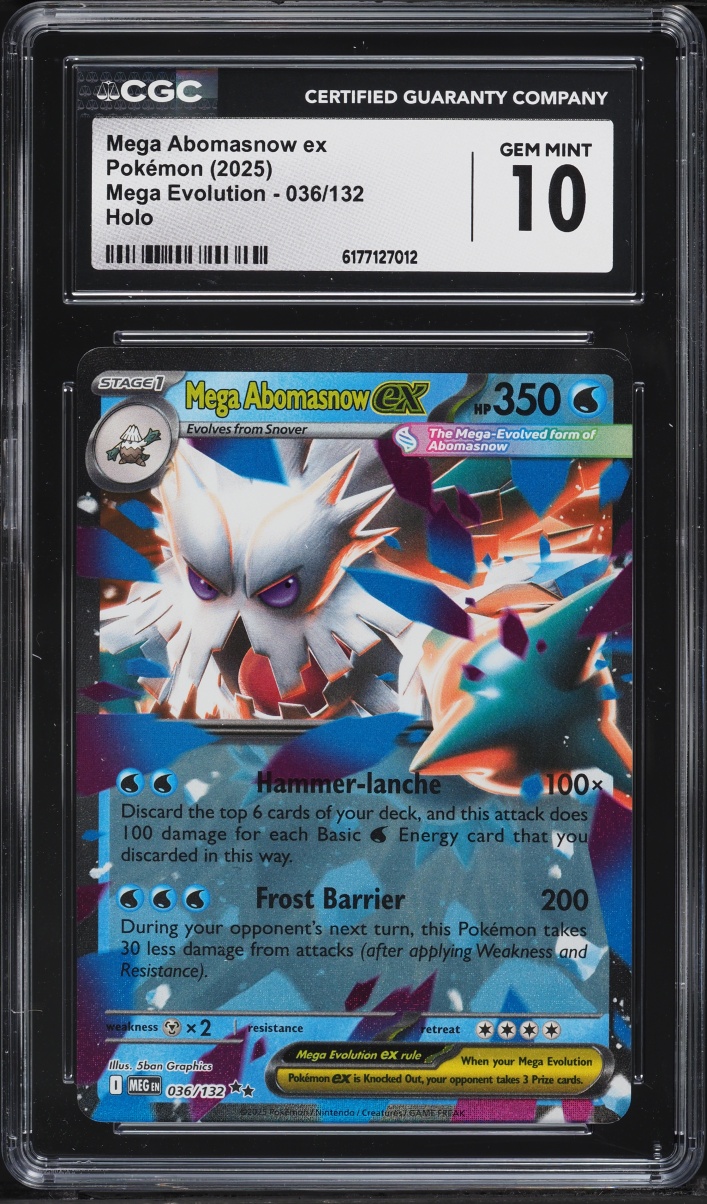 2025 Pokemon Mega Evolution Holo Mega Abomasnow Ex #36 CGC 10 GEM MINT