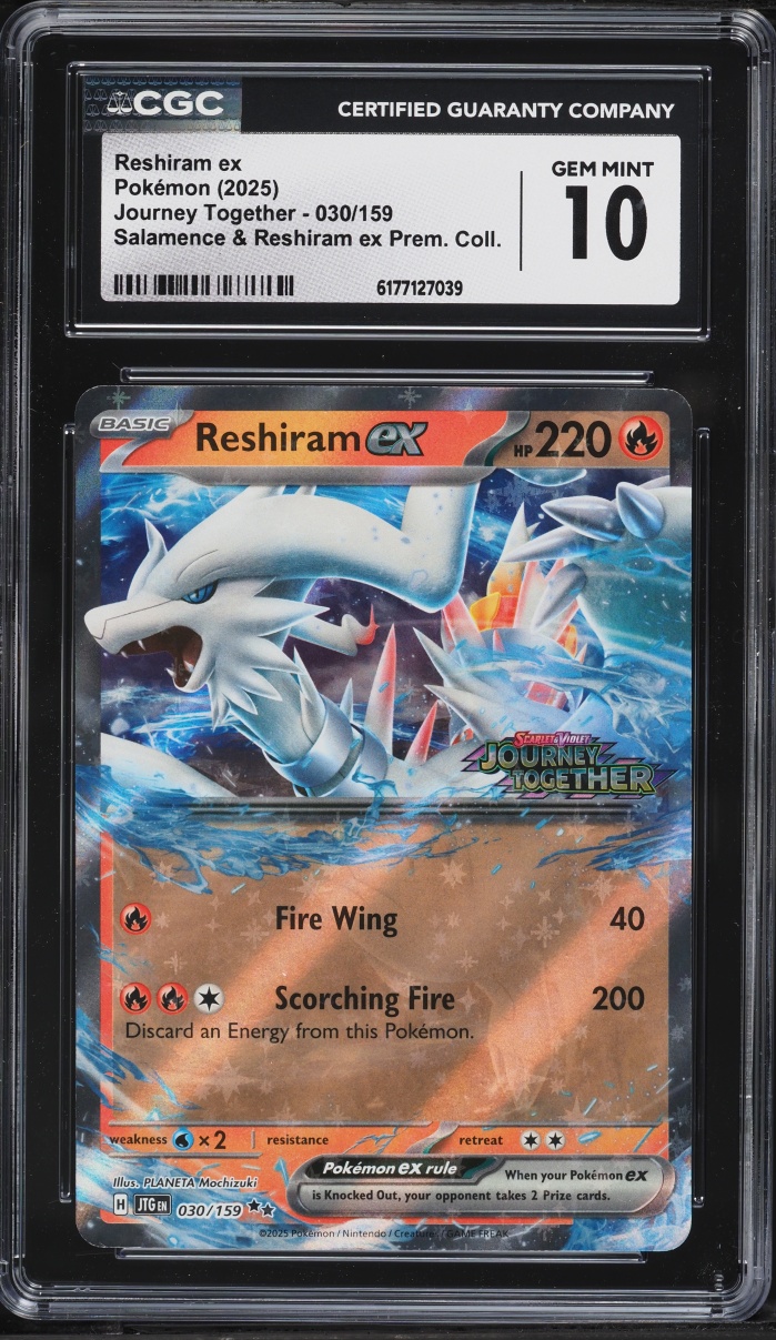 2025 Pokemon Scarlet & Violet Journey Together Holo Reshiram EX #30 CGC 10 GEM MINT