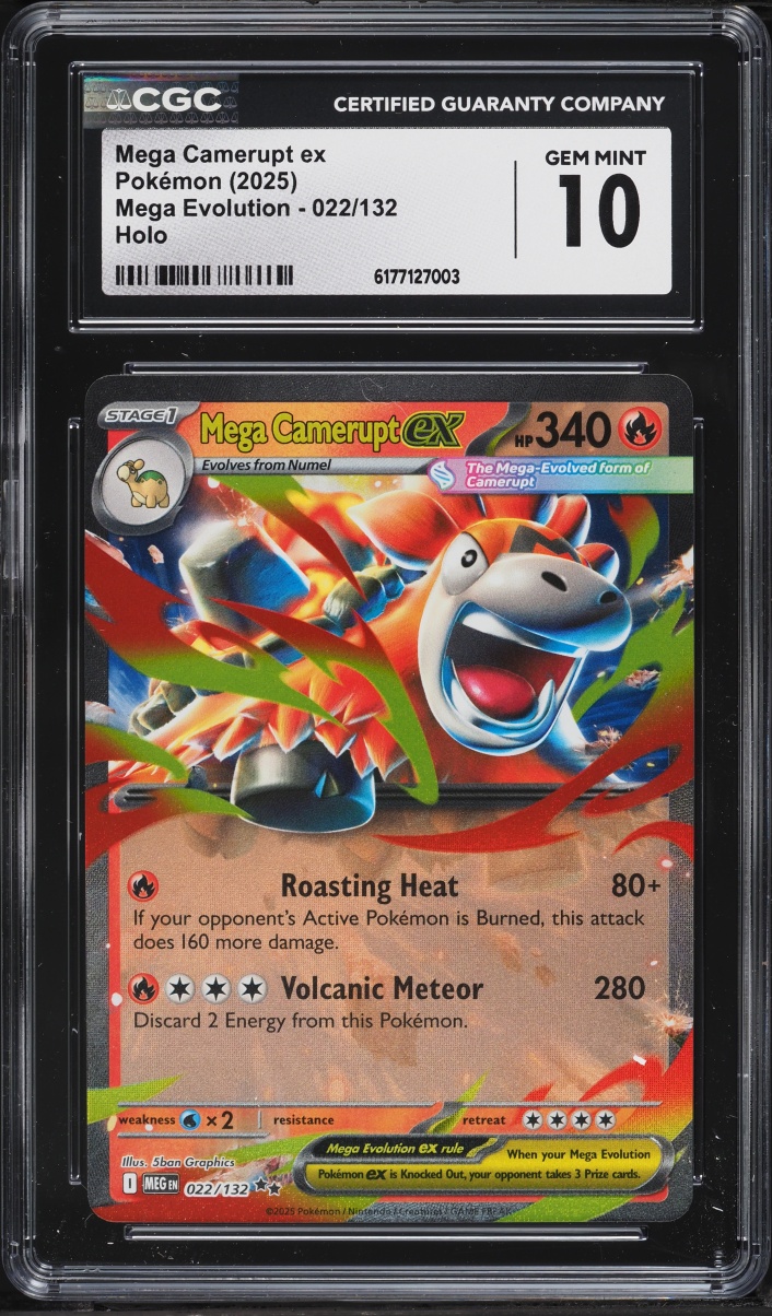 2025 Pokemon Mega Evolution Holo Mega Camerupt ex #22 CGC 10 GEM MINT