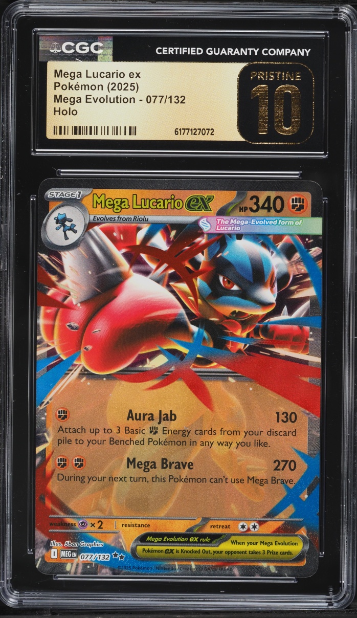 2025 Pokemon Mega Evolution Holo Mega Lucario Ex #77 CGC 10 PRISTINE
