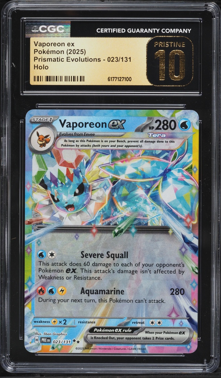2025 Pokemon Scarlet & Violet Prismatic Evolutions Holo Vaporeon ex #23 CGC 10 PRISTINE