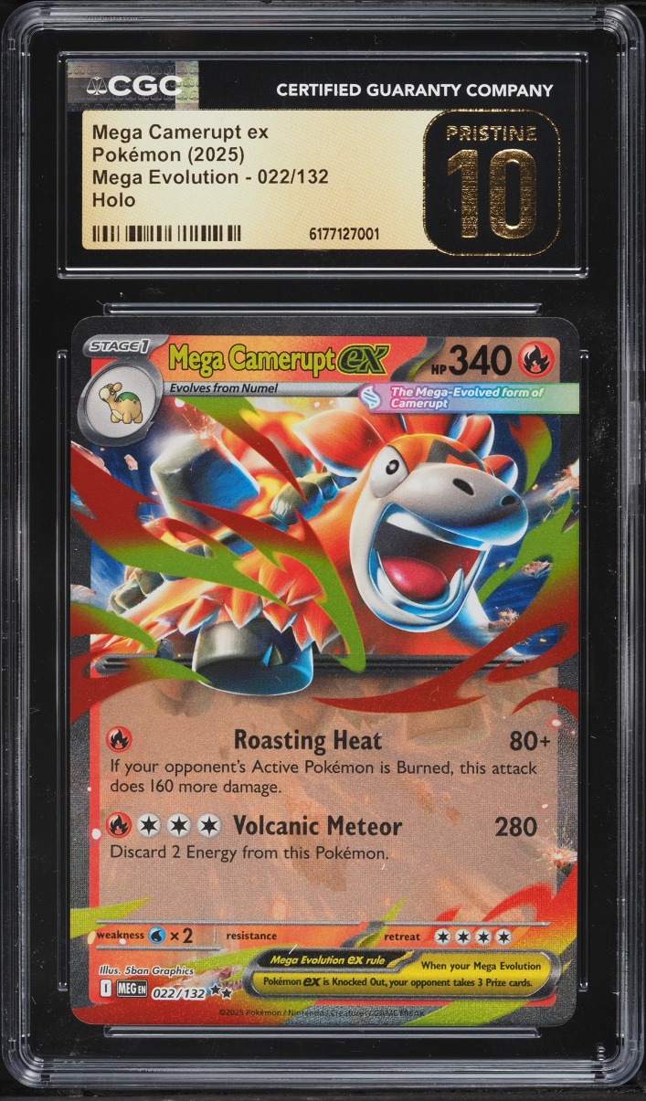 2025 Pokemon Mega Evolution Holo Mega Camerupt ex #22 CGC 10 PRISTINE