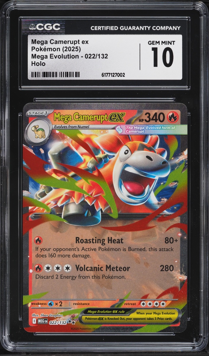 2025 Pokemon Mega Evolution Holo Mega Camerupt ex #22 CGC 10 GEM MINT