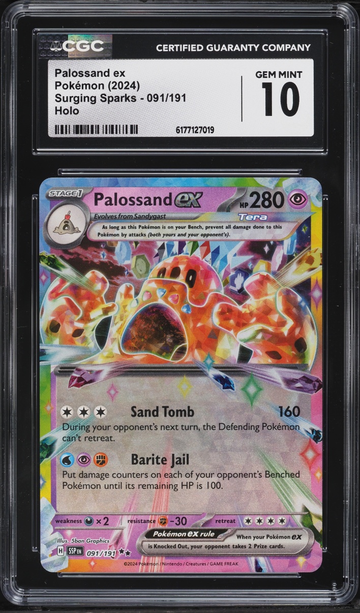 2024 Pokemon Scarlet & Violet Surging Sparks Holo Palossand Ex #91 CGC 10 GEM MINT