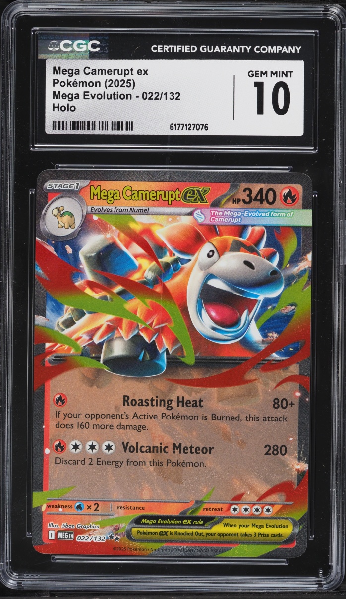 2025 Pokemon Mega Evolution Holo Mega Camerupt ex #22 CGC 10 GEM MINT
