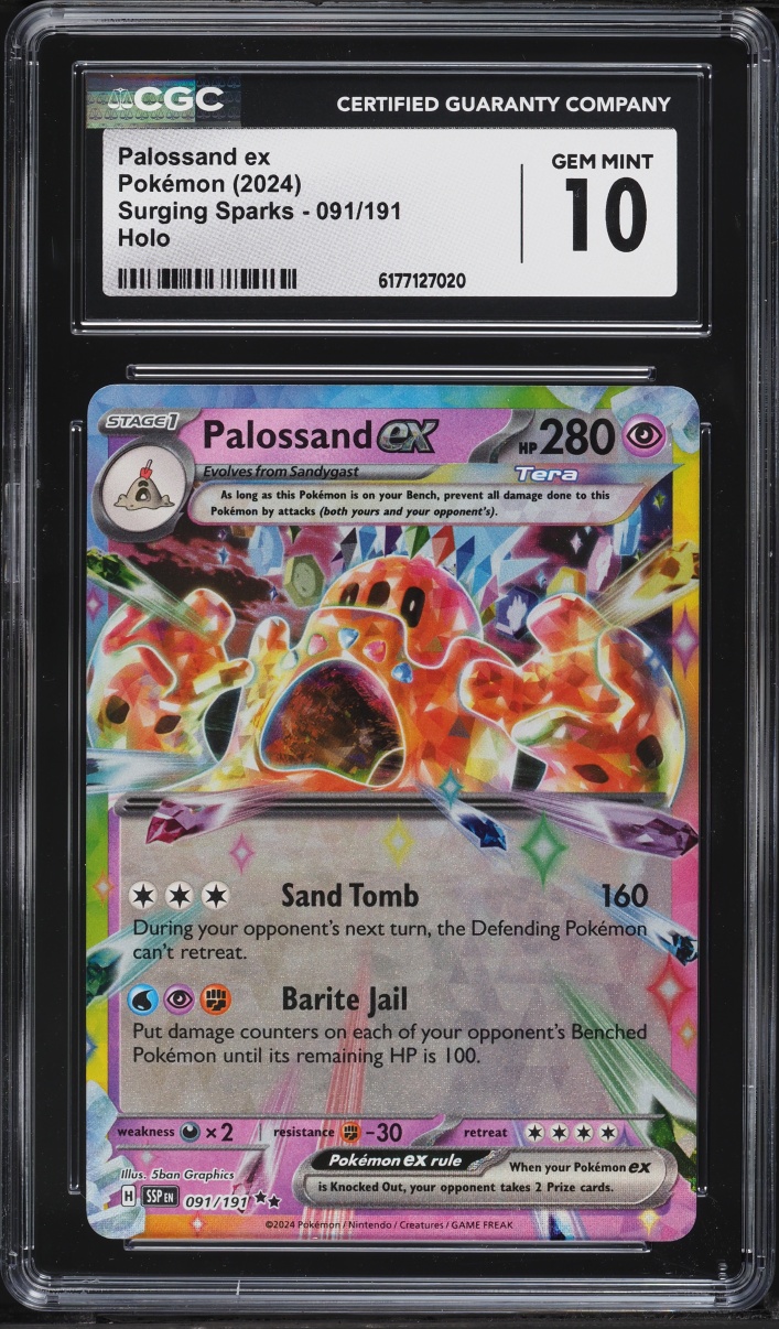 2024 Pokemon Scarlet & Violet Surging Sparks Holo Palossand Ex #91 CGC 10 GEM MINT