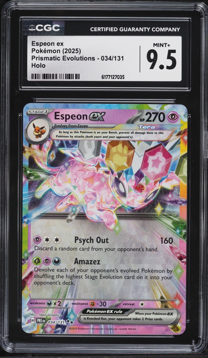 2025 Pokemon Scarlet & Violet Prismatic Evolutions Holo Espeon ex #34 CGC 9.5 MINT+