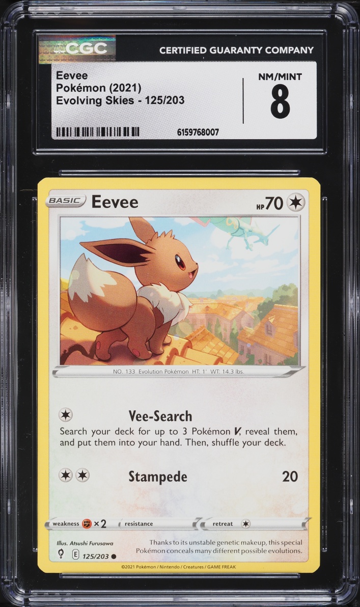 2021 Pokemon Sword & Shield Evolving Skies Eevee #125 CGC 8 NM-MT