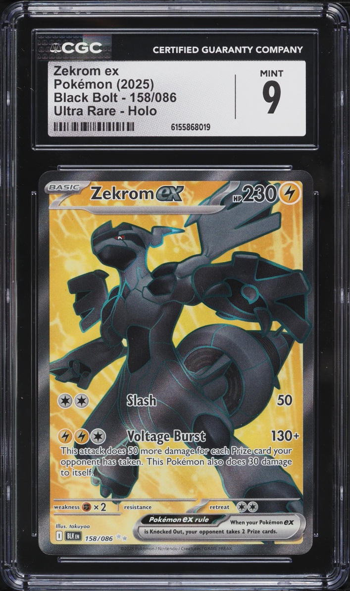 2025 Pokemon Scarlet & Violet Black Bolt Full Art Zekrom EX #158 CGC 9 MINT