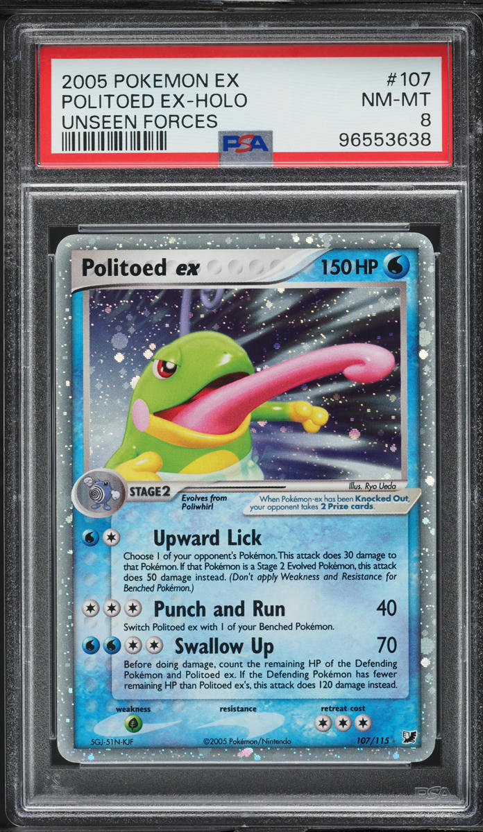 2005 Pokemon EX Unseen Forces Holo Politoed ex #107 PSA 8 NM-MT