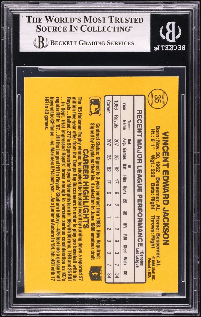 1987 Donruss Bo Jackson ROOKIE #35 BGS 8 NM-MT