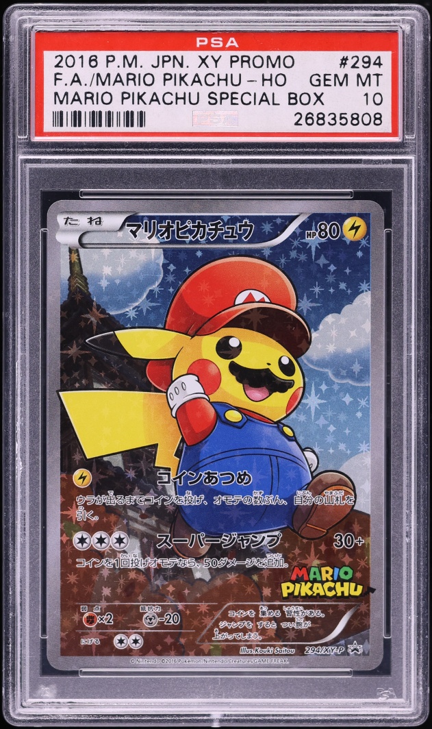 2016 Pokemon Japanese XY Promo Special Box Full Art Mario Pikachu #294 PSA 10 GEM MINT