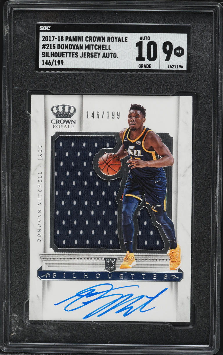2017 Crown Royale Silhouettes Jersey Donovan Mitchell ROOKIE PATCH AUTO /199 #215 SGC 9 MINT
