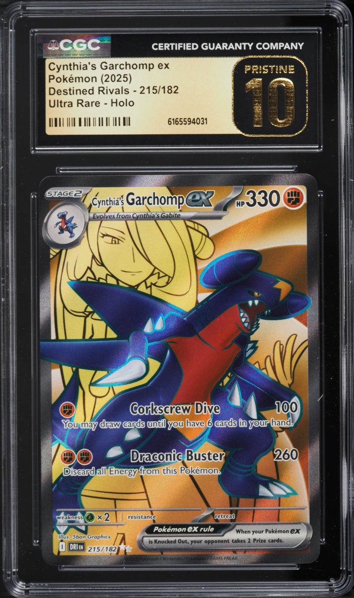 2025 Pokemon SV Destined Rivals Full Art Cynthia's Garchomp Ex #215  CGC 10 PRISTINE
