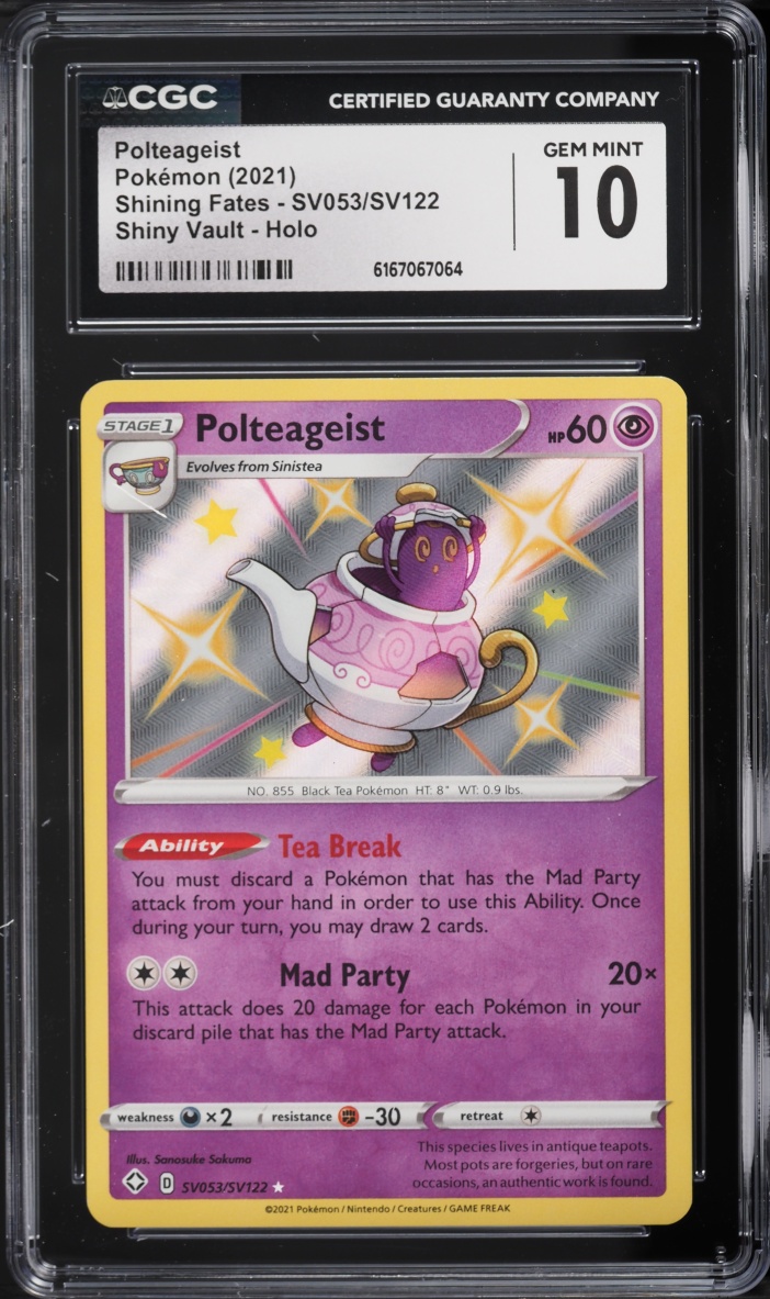 2021 Pokemon Sword & Shield Shining Fates Shiny Vault Holo Polteageist #SV053 CGC 10 GEM MINT