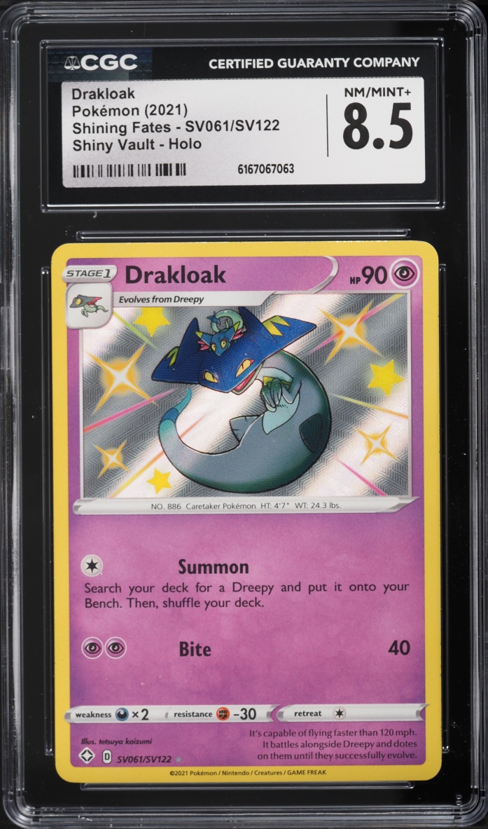 2021 Pokemon Sword & Shield Shining Fates Shiny Vault Holo Drakloak #SV061 CGC 8.5 NM-MT+
