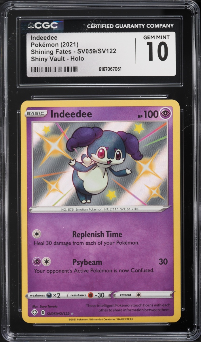 2021 Pokemon Sword & Shield Shining Fates Shiny Indeedee #SV059 CGC 10 GEM MINT