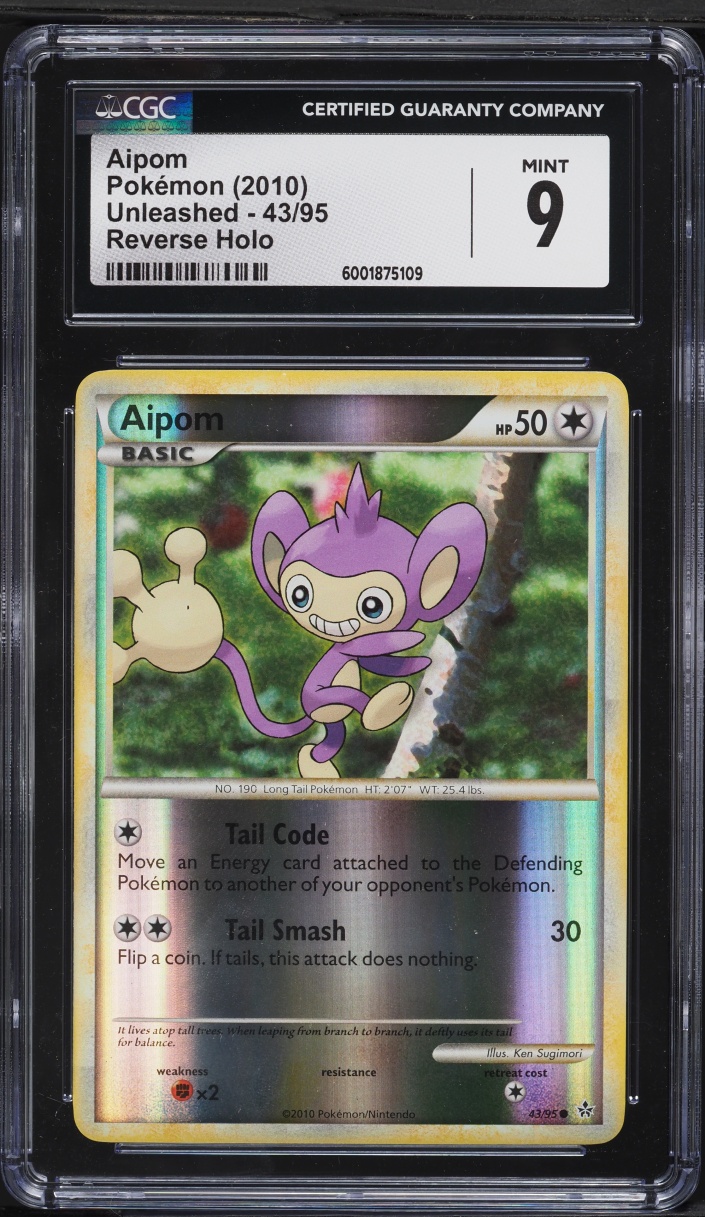 2010 Pokemon HeartGold SoulSilver Unleashed Reverse Holo Aipom #43 CGC 9 MINT