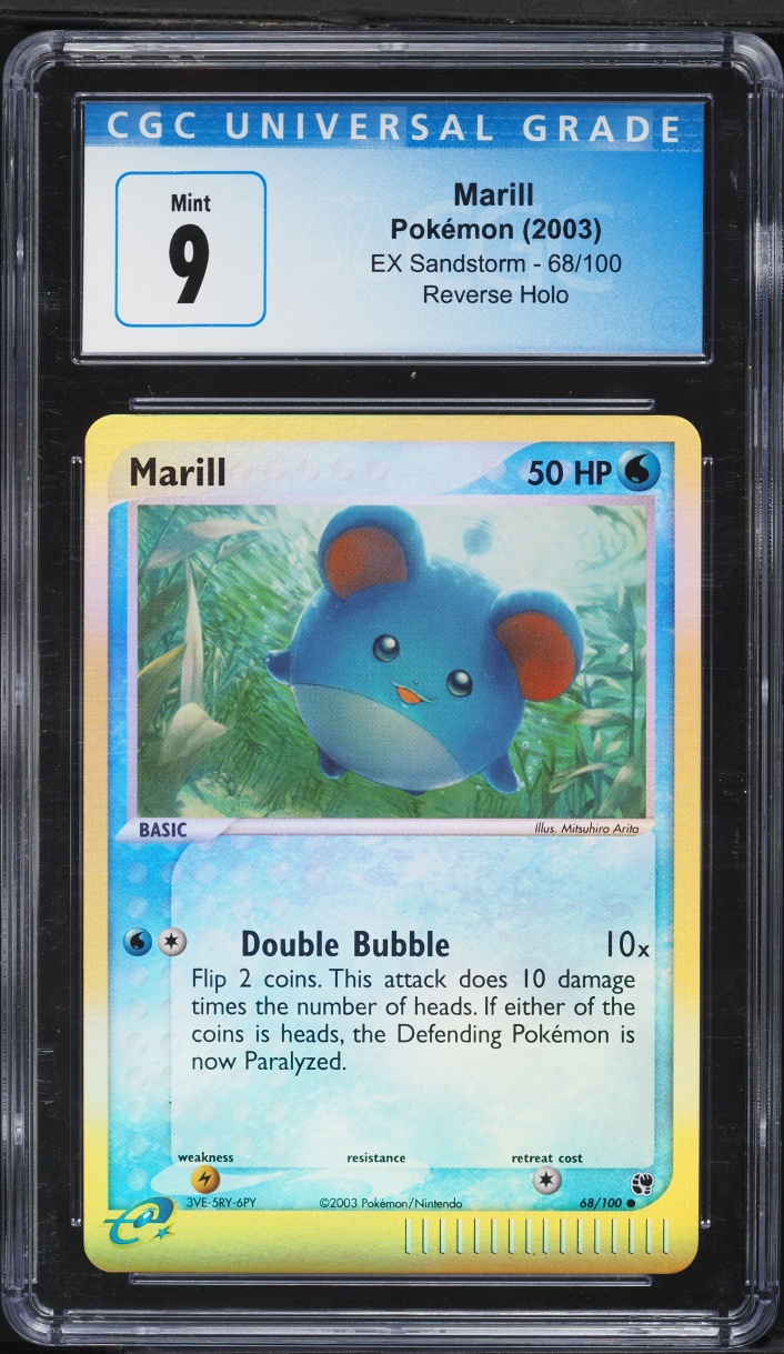 2003 Pokemon EX Sandstorm Reverse Holo Marill #68 CGC 9 MINT
