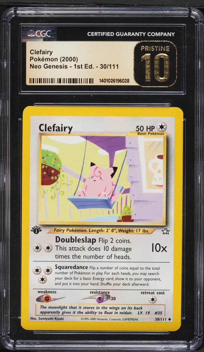 2000 Pokemon Neo Genesis 1st Edition Clefairy #30 CGC 10 PRISTINE
