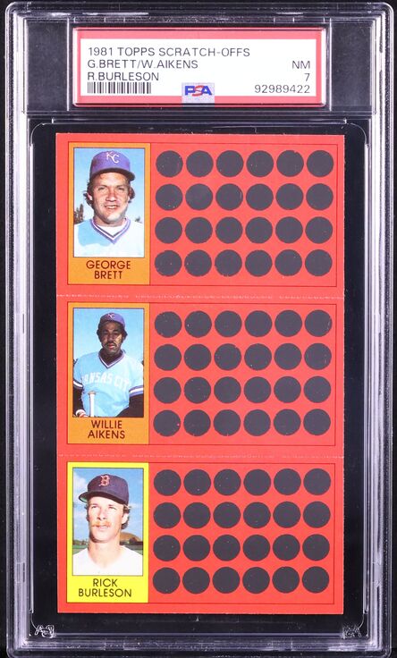 1981 Topps Scratch-Offs George Brett Willie Aikens Rick Burleson PSA 7 NRMT
