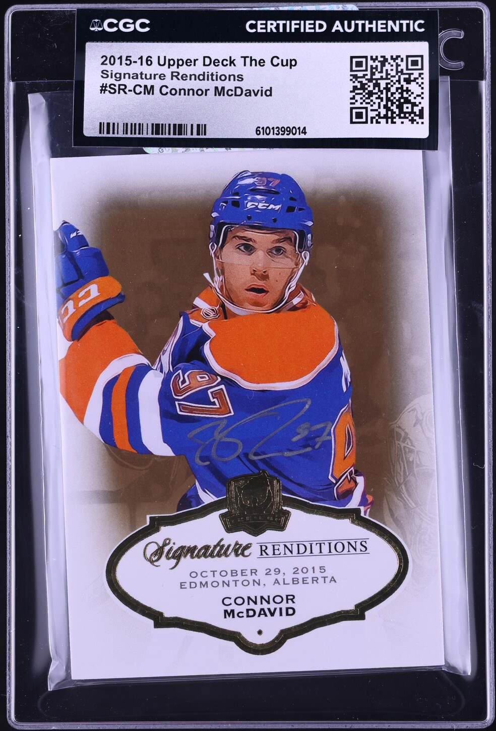 2015 Upper Deck The Cup Renditions Connor McDavid ROOKIE AUTO #SR-CM CGC AUTH